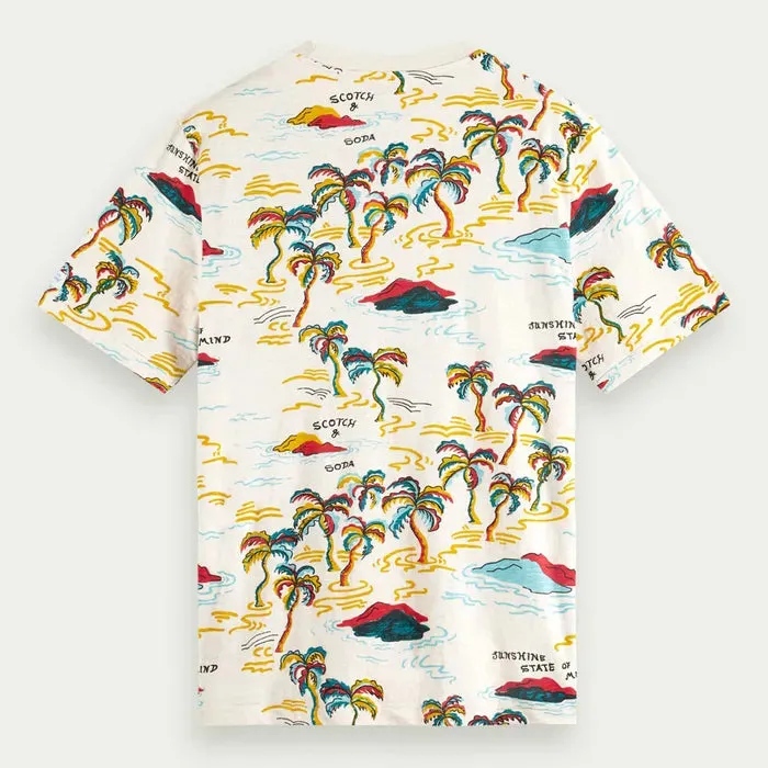 Palm Printed Crewneck Tshirt (Cream) - S1716835739