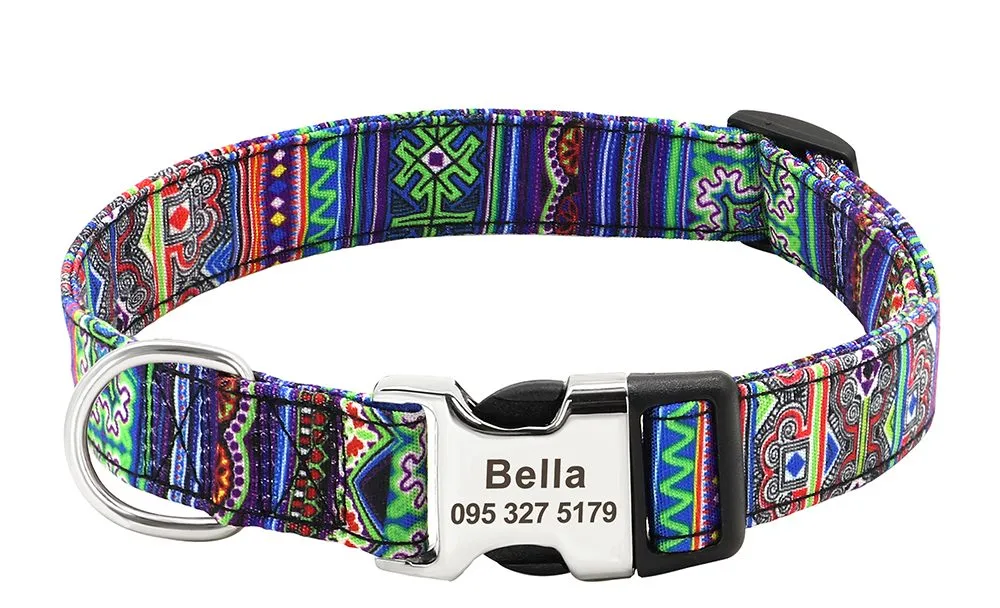 Personalized Pattern Print Nylon Dog Collar