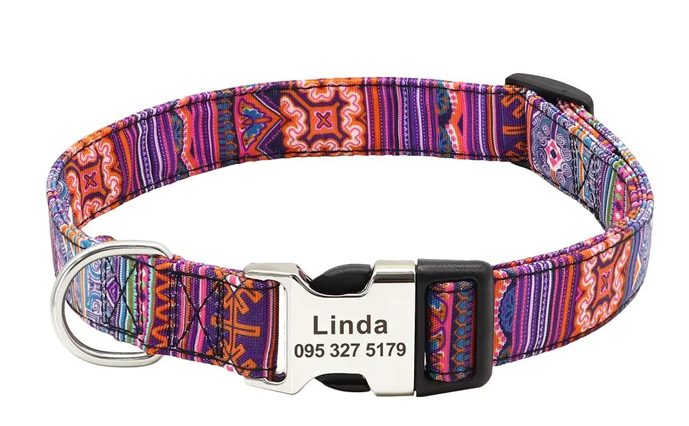 Personalized Pattern Print Nylon Dog Collar