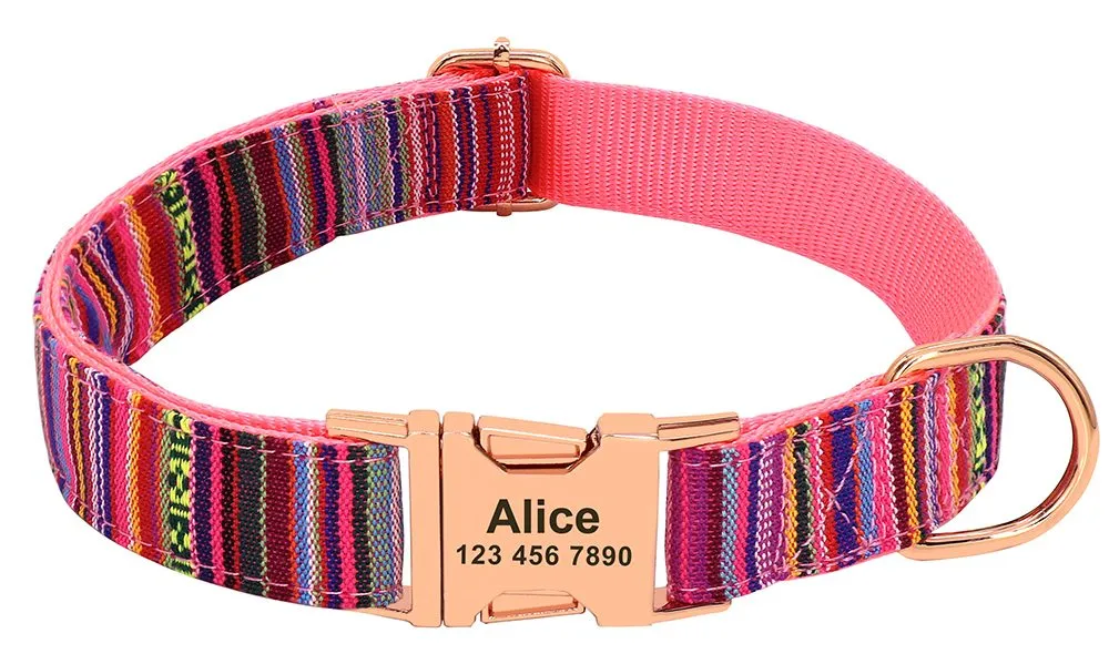 Personalized Pattern Print Nylon Dog Collar