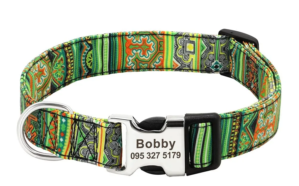 Personalized Pattern Print Nylon Dog Collar