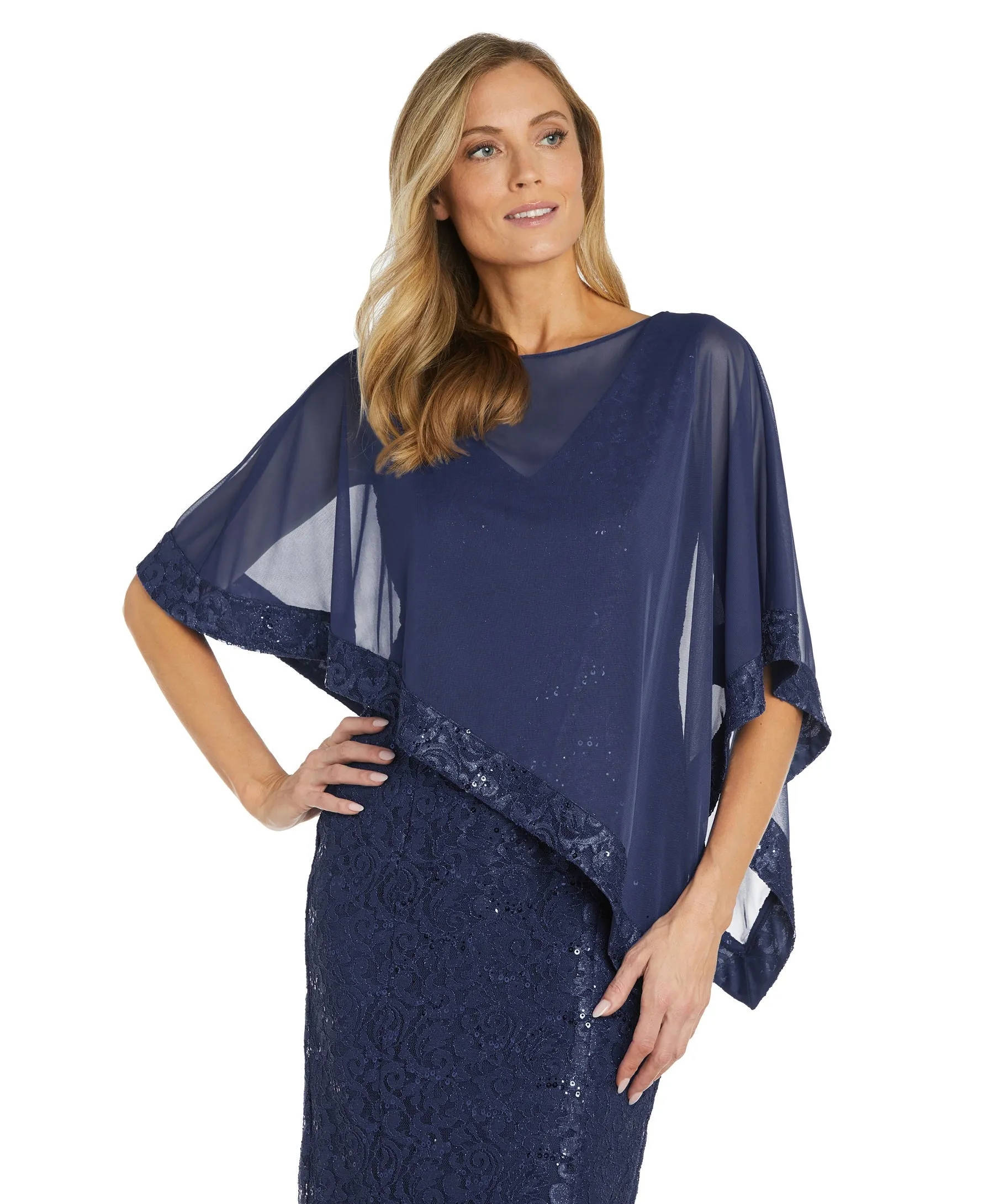 Petite Women Unique Asymmetrical Lace Poncho Dress - Cocktail Dress