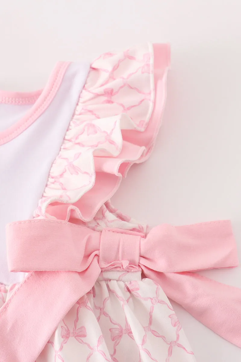 Pink bow football embroidery dress