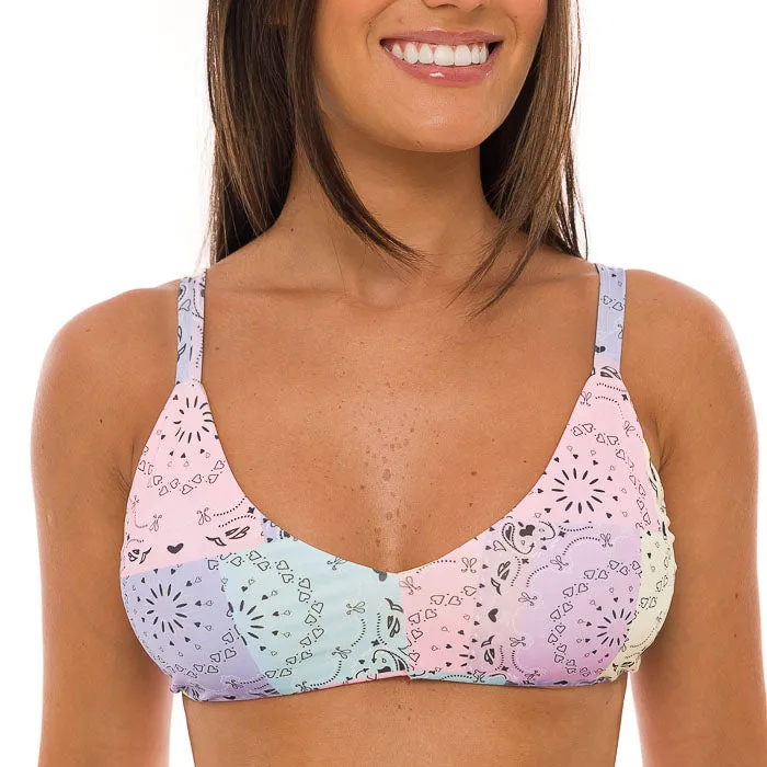 Pink Candy Love Brazilian Fixed Knot Triangle Bikini Top