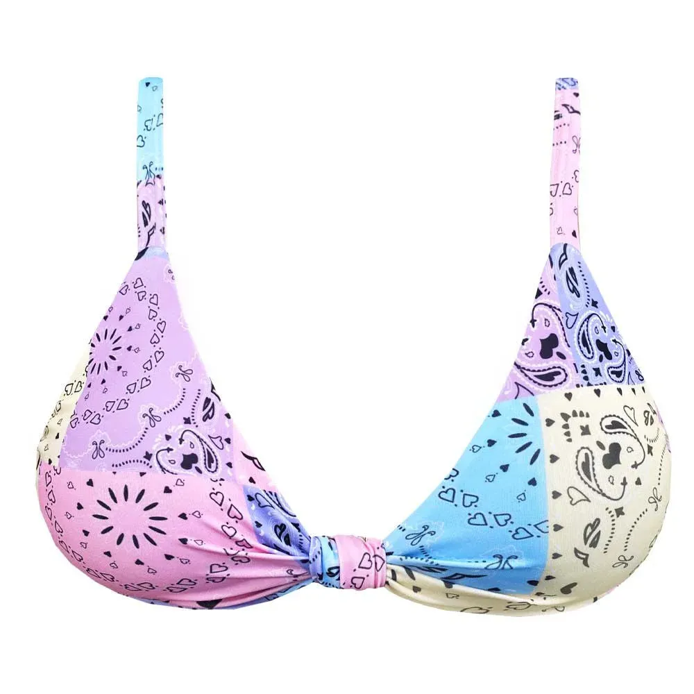 Pink Candy Love Brazilian Fixed Knot Triangle Bikini Top