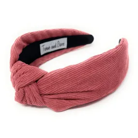 Pink Corduroy Knotted Headband