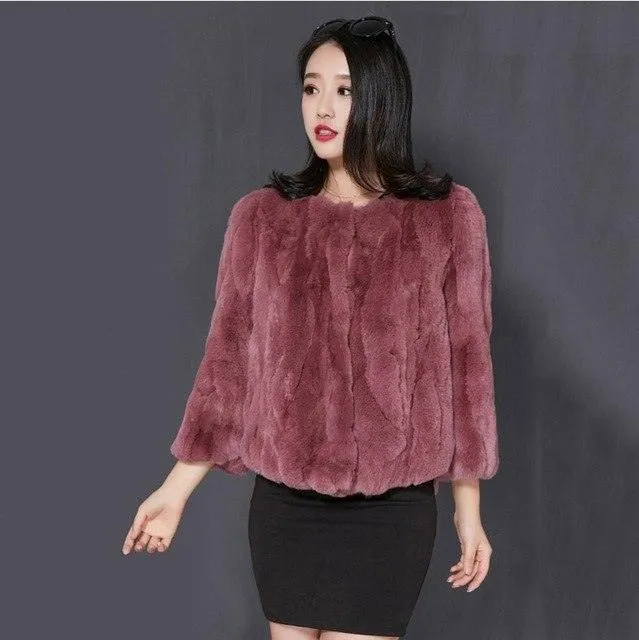 Plus size fur coat rabbit real fur women ladies warm winter fur jackets fashion autumn soft natural skin rex rabbit fur outwears