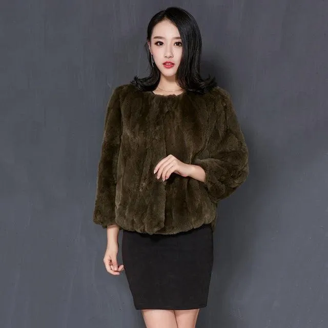 Plus size fur coat rabbit real fur women ladies warm winter fur jackets fashion autumn soft natural skin rex rabbit fur outwears