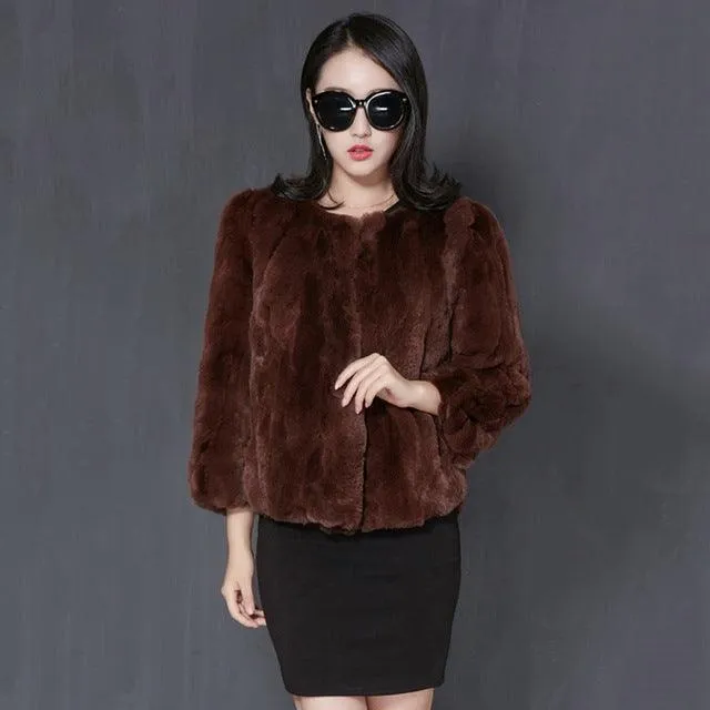 Plus size fur coat rabbit real fur women ladies warm winter fur jackets fashion autumn soft natural skin rex rabbit fur outwears