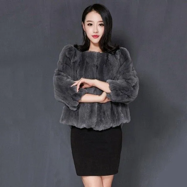 Plus size fur coat rabbit real fur women ladies warm winter fur jackets fashion autumn soft natural skin rex rabbit fur outwears