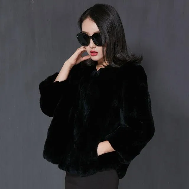 Plus size fur coat rabbit real fur women ladies warm winter fur jackets fashion autumn soft natural skin rex rabbit fur outwears