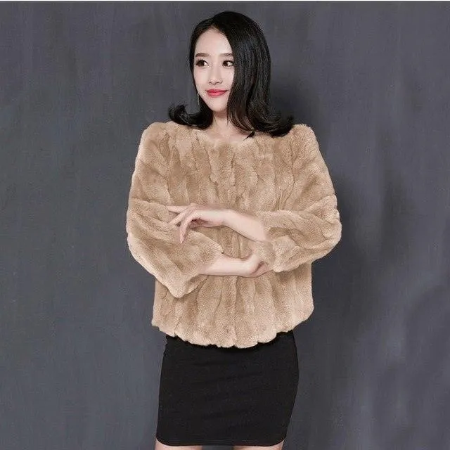 Plus size fur coat rabbit real fur women ladies warm winter fur jackets fashion autumn soft natural skin rex rabbit fur outwears