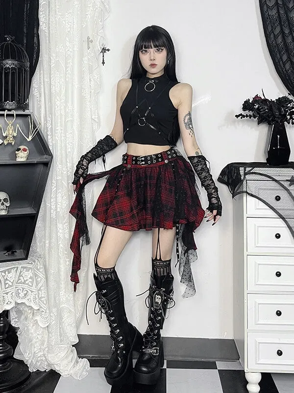 Polka dot mesh goth skirt