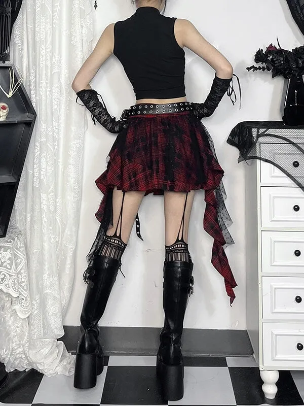 Polka dot mesh goth skirt