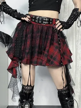 Polka dot mesh goth skirt