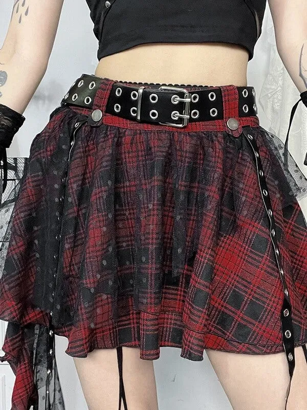 Polka dot mesh goth skirt