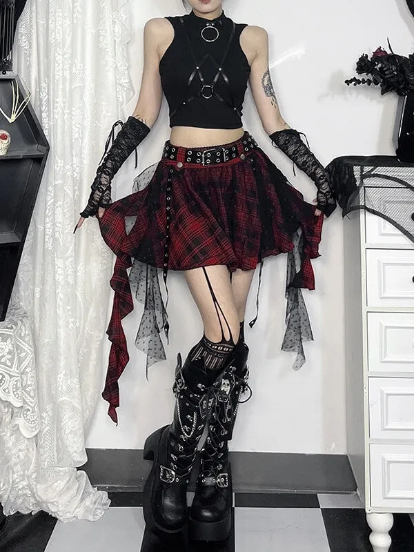 Polka dot mesh goth skirt