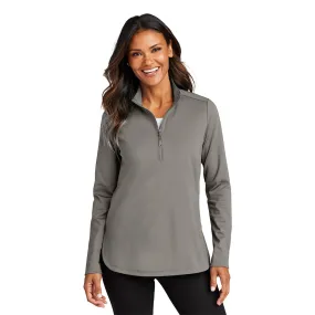 Port Authority® Ladies C-FREE® Double Knit 1/4-Zip -Smoke Grey