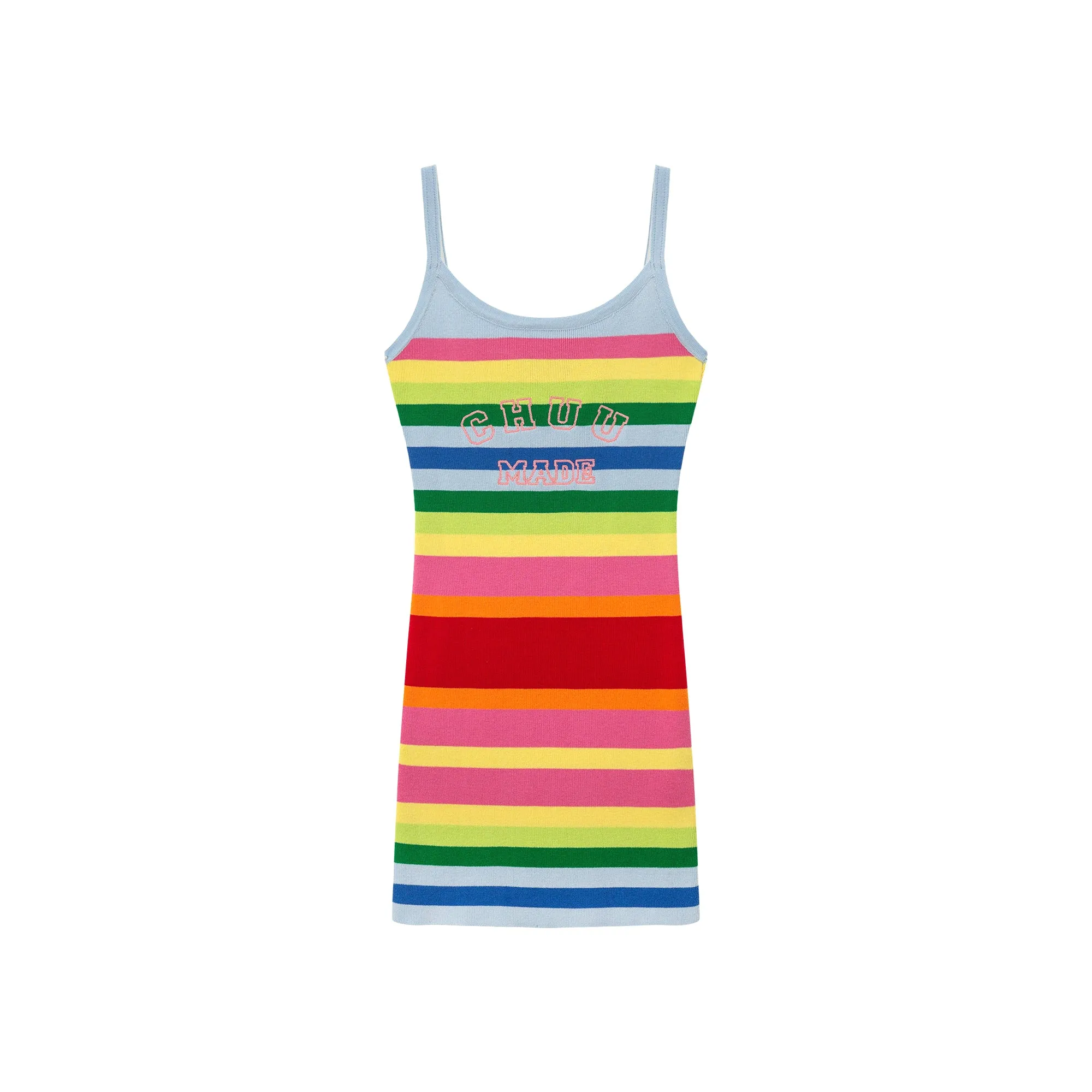 Rainbow Stripes Knit Cami Dress