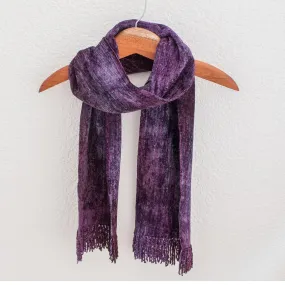 Rayon Chenille Scarf - Orchid Dreamer | NOVICA