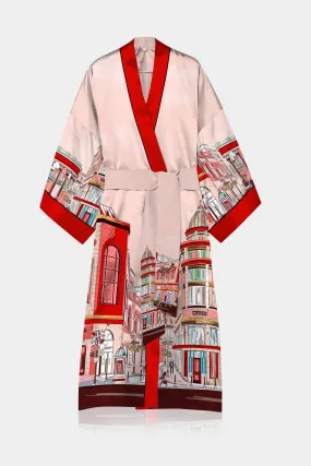 Red Printed Silk Robe