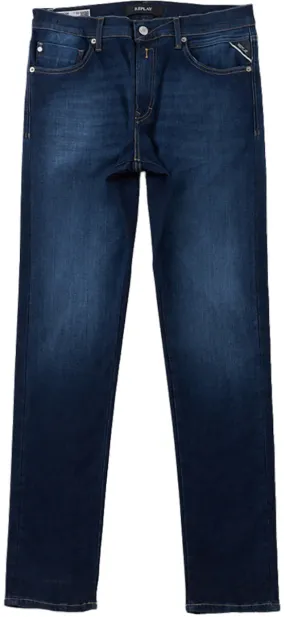 Replay Mickym Hyperflex Tappered Dark Blue Jean For Men