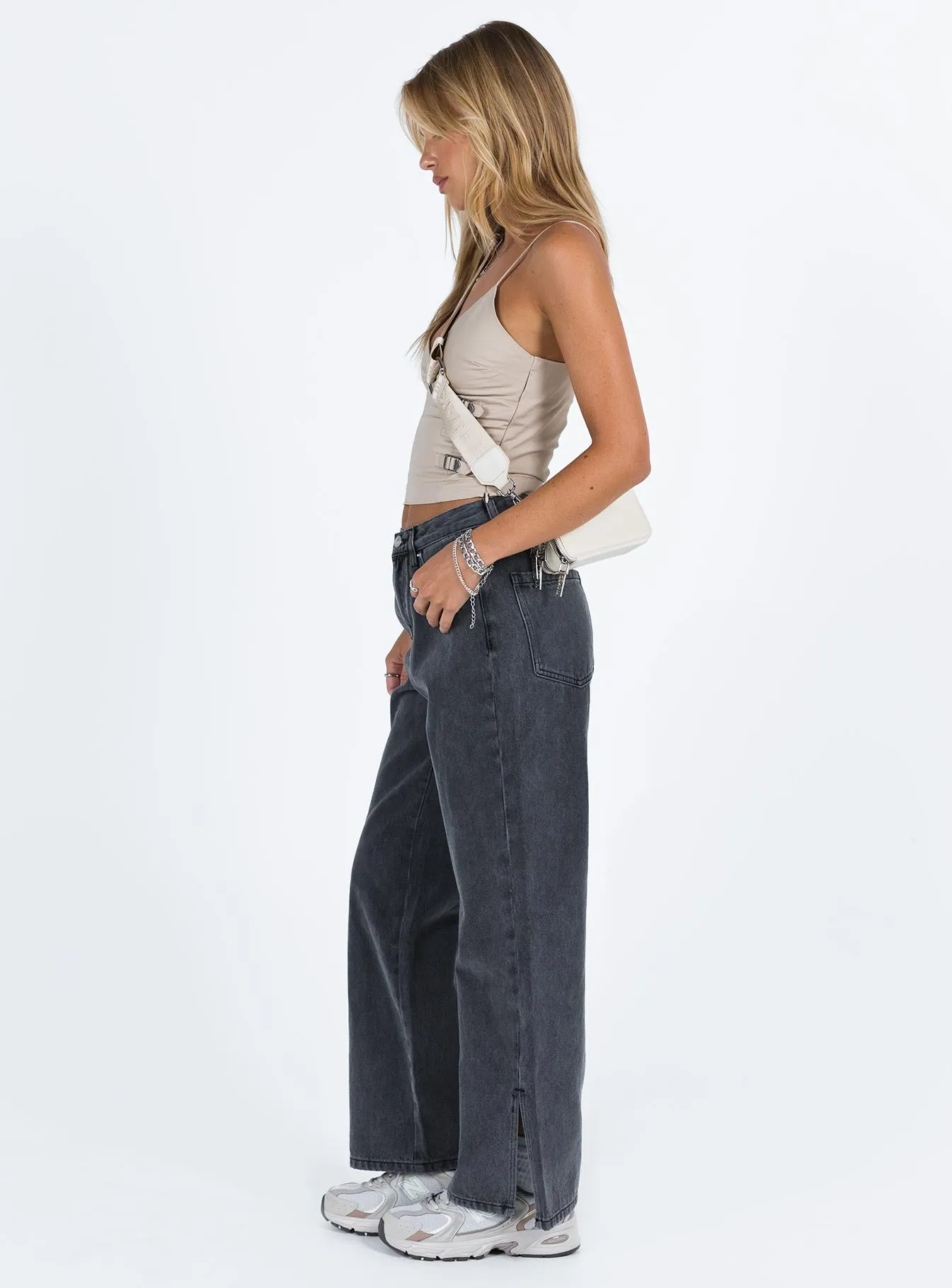 Riri Wide Leg Jeans Washed Black