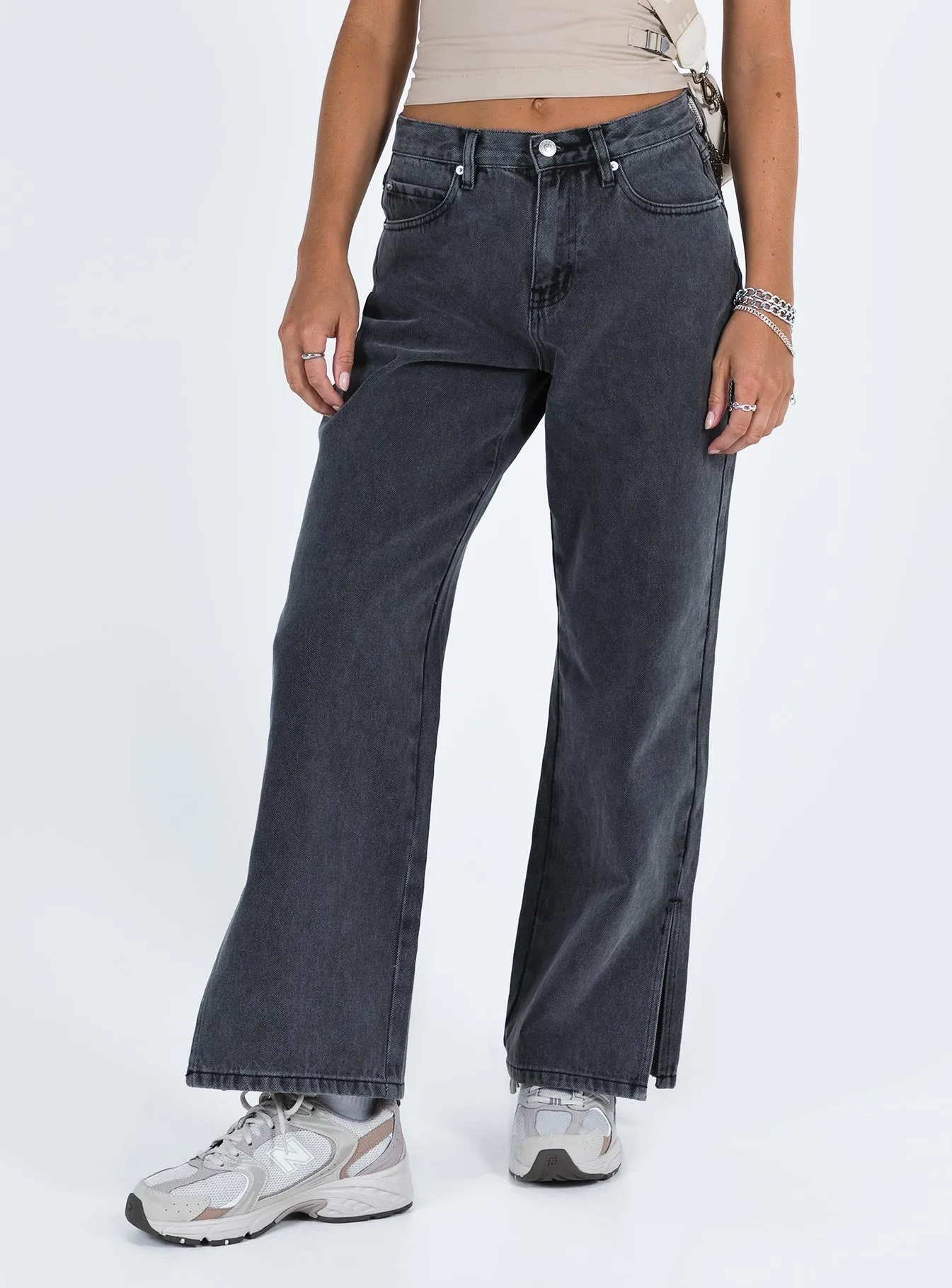 Riri Wide Leg Jeans Washed Black