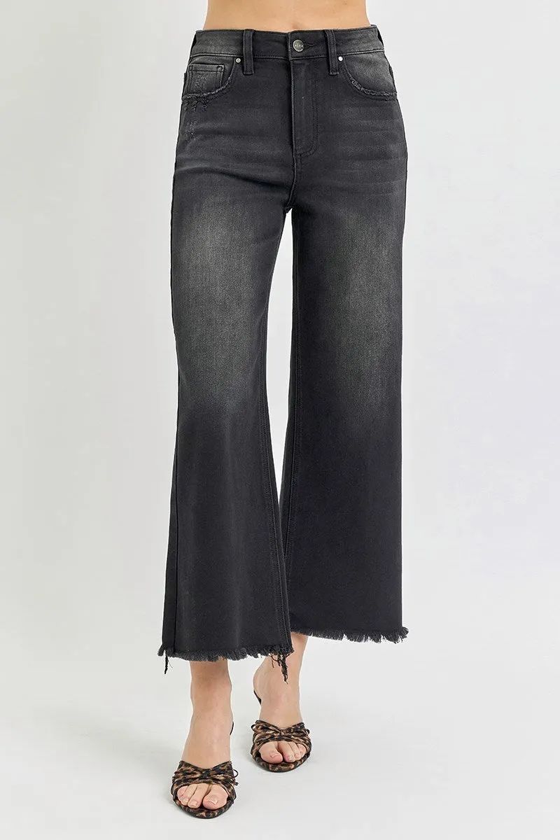 Risen Jeans - High Rise Frayed Ankle Wide Jeans - RDP1025