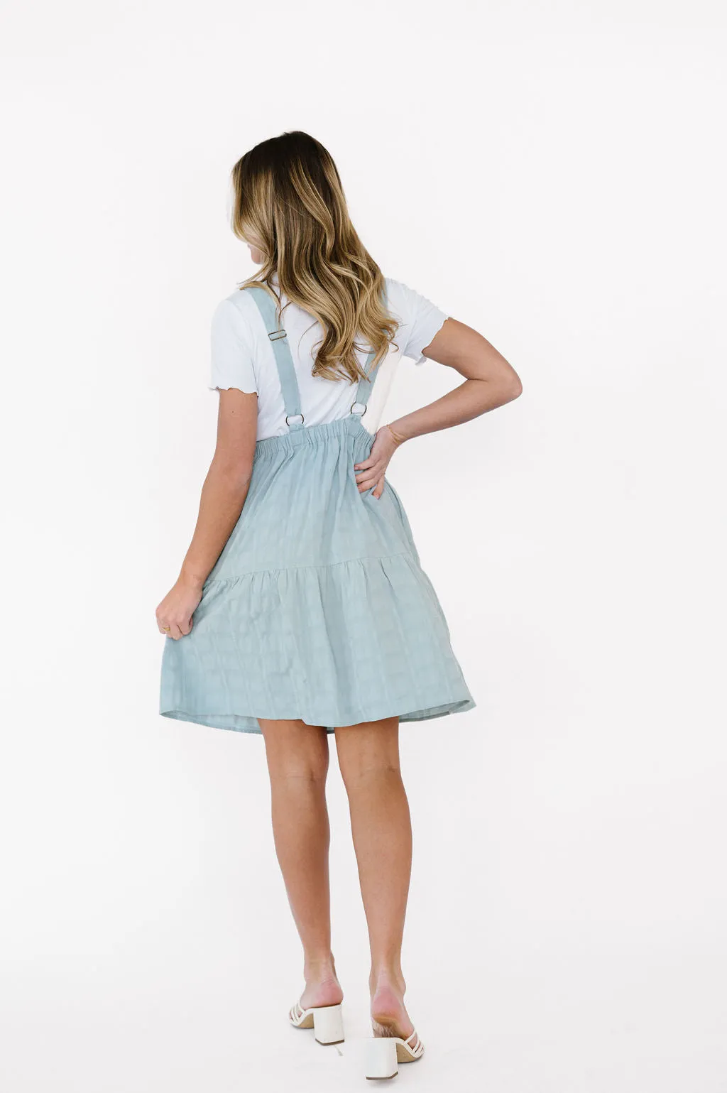 Shay Overall Dress in Light Blue