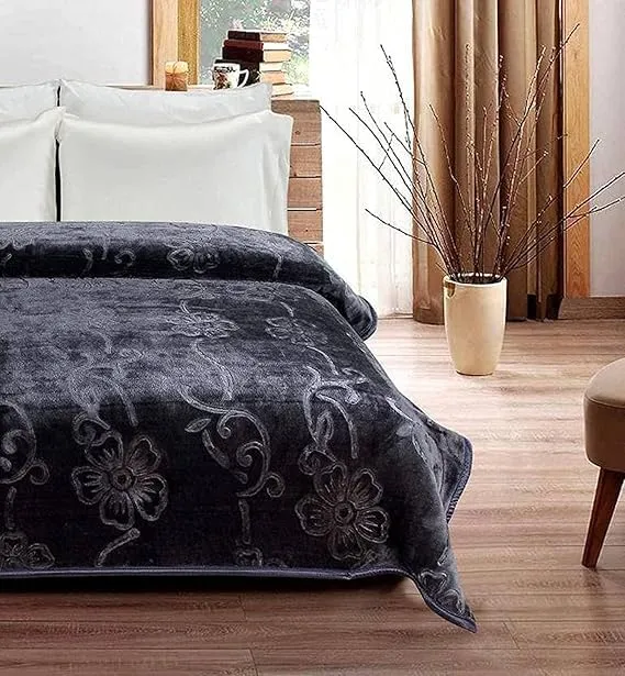 SK STORE Ultra Soft Microfiber Luxurious Embossed Very Warm Korean Mink Single Bed Blanket for Winter (Grey, Single Bed, Lightweight)