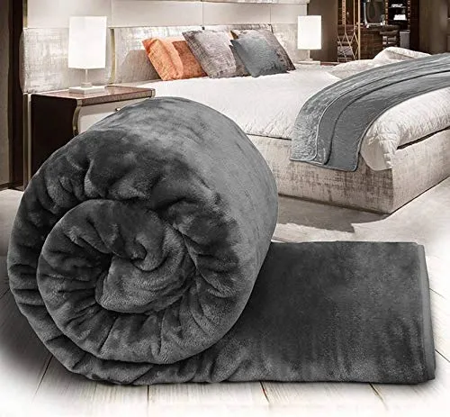 SK STORE Ultra Soft Microfiber Luxurious Embossed Very Warm Korean Mink Single Bed Blanket for Winter (Grey, Single Bed, Lightweight)