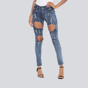 Skinny Stretch-Through Hole Jeans