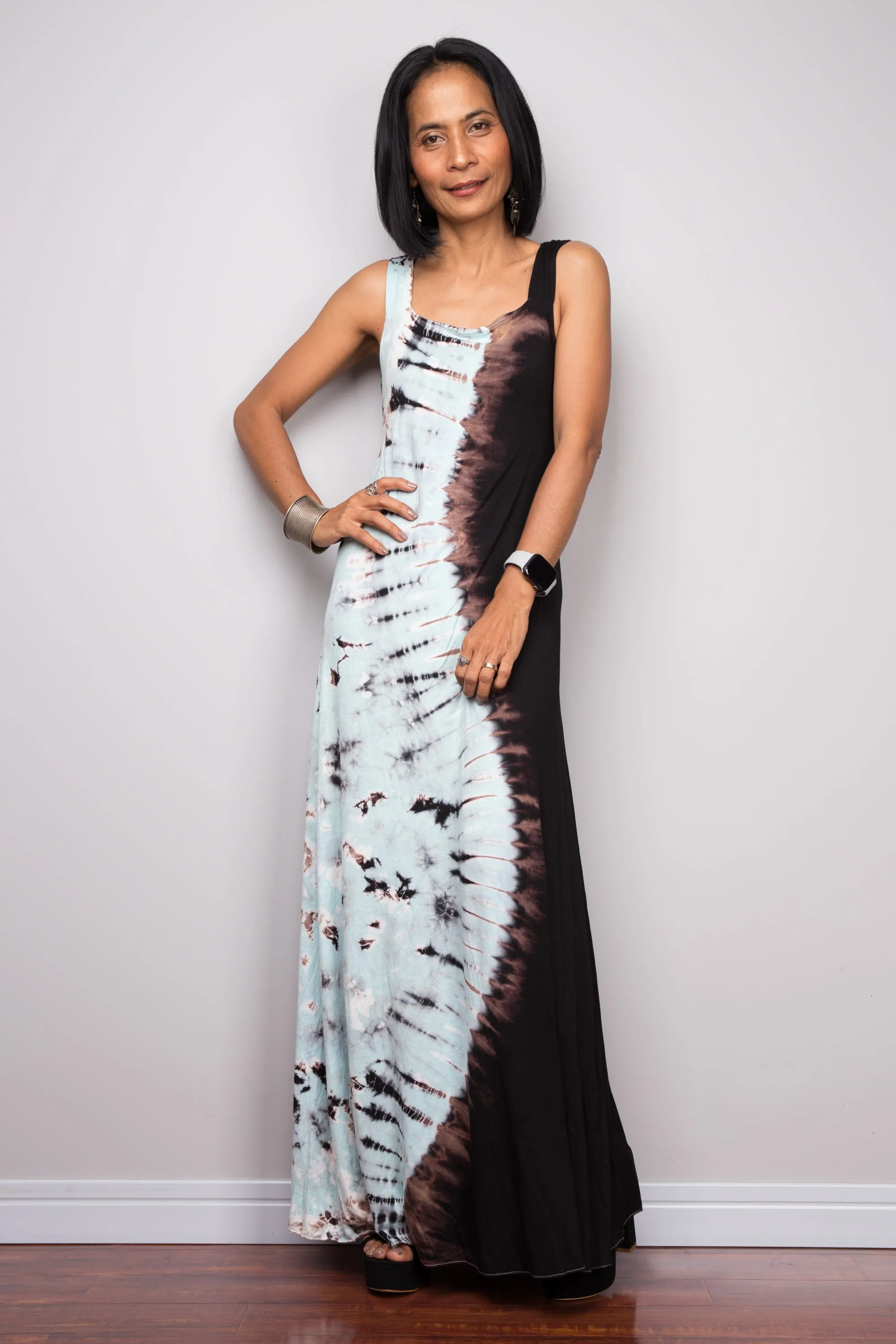 Sleeveless Tie Dye Maxi Dress