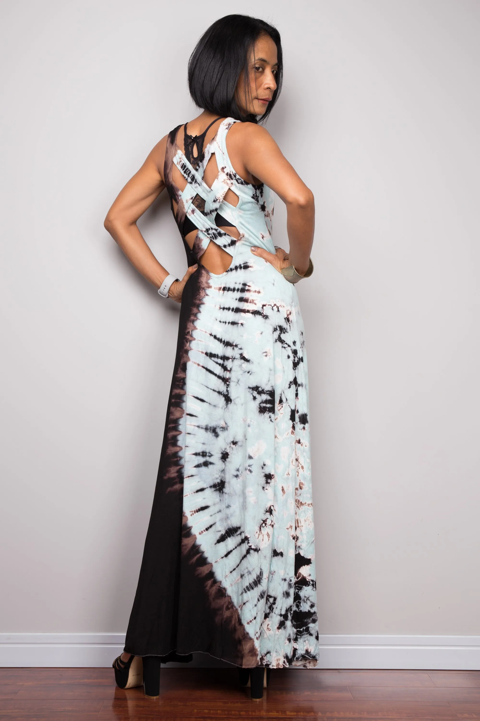 Sleeveless Tie Dye Maxi Dress