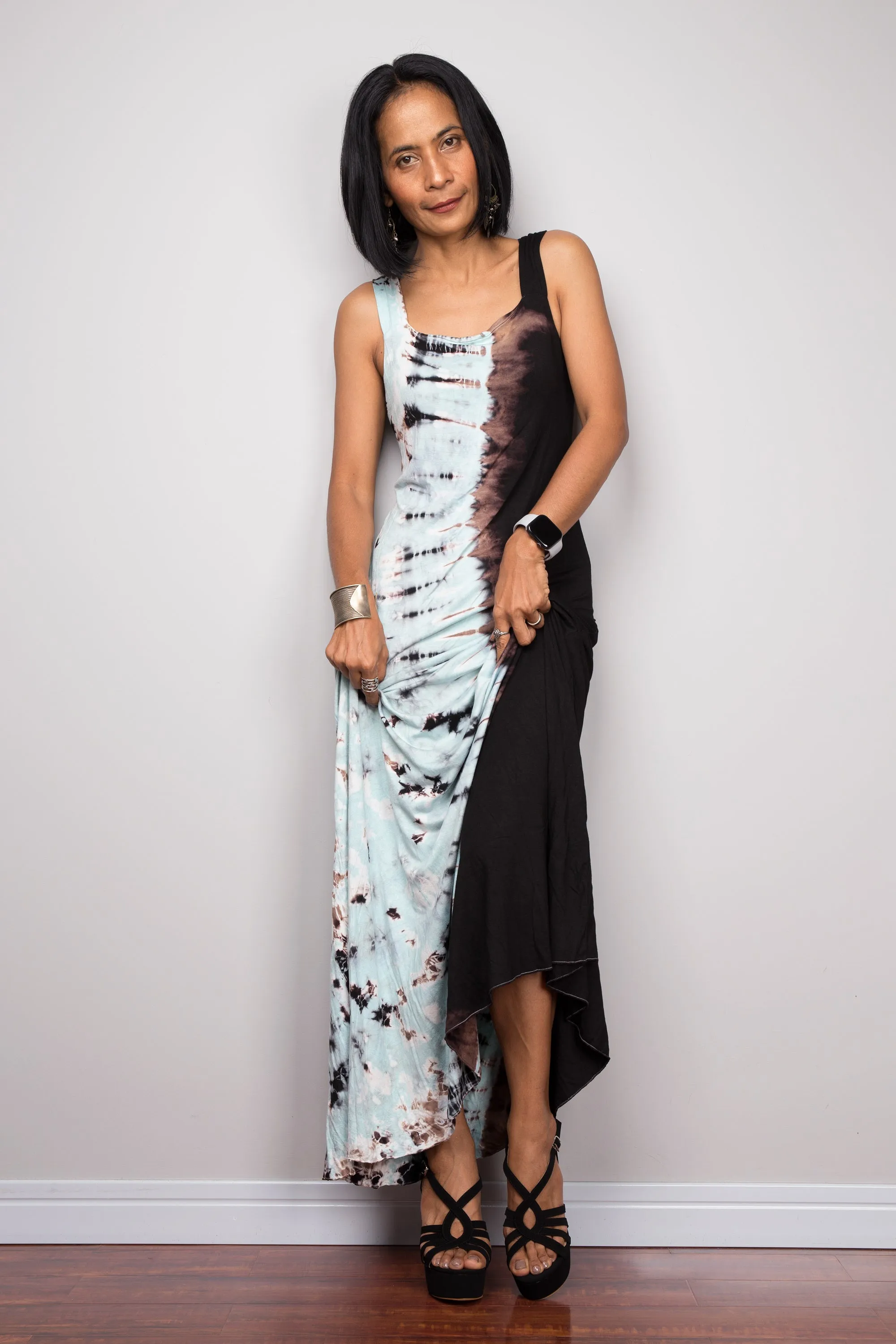 Sleeveless Tie Dye Maxi Dress