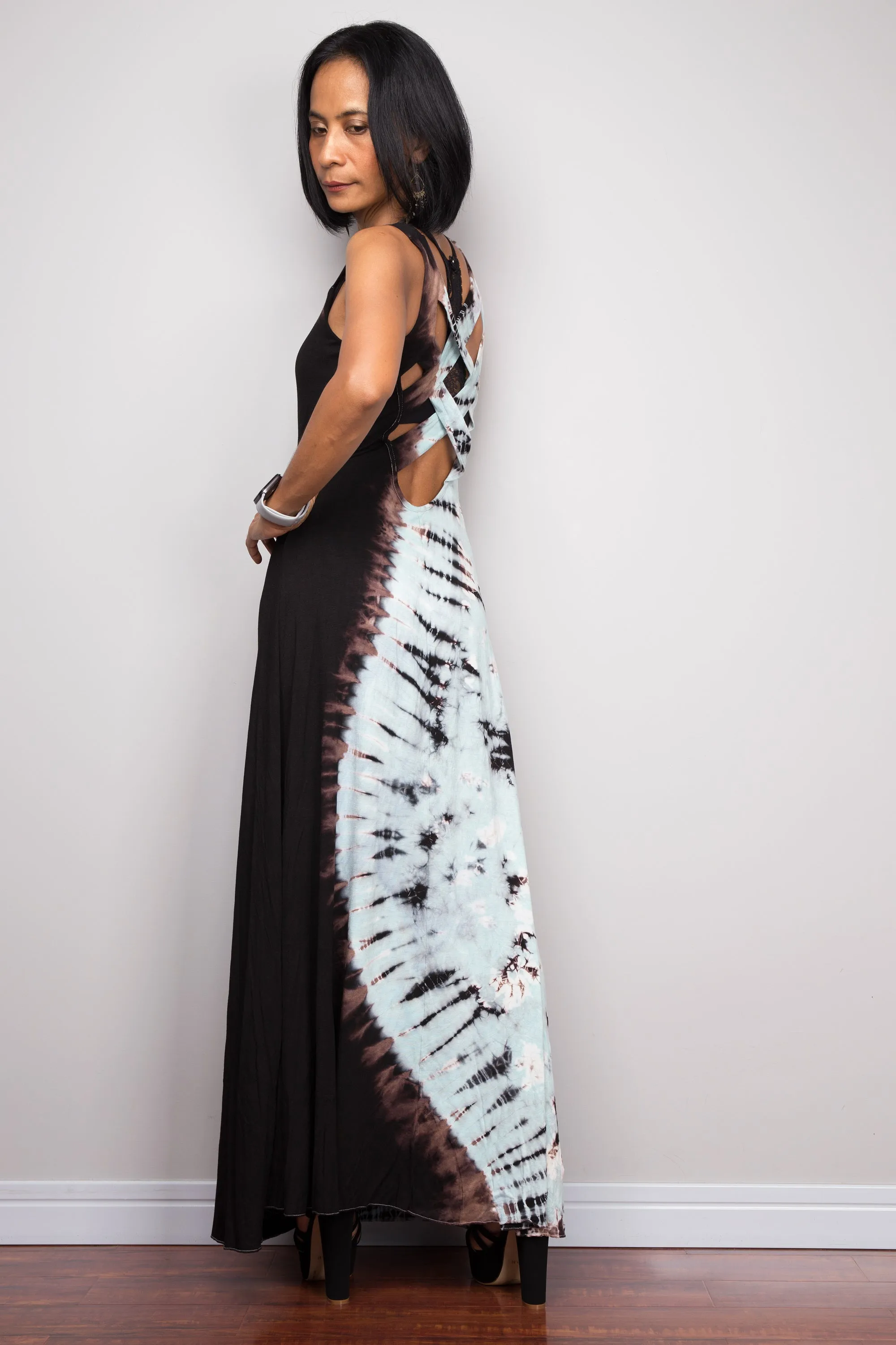 Sleeveless Tie Dye Maxi Dress