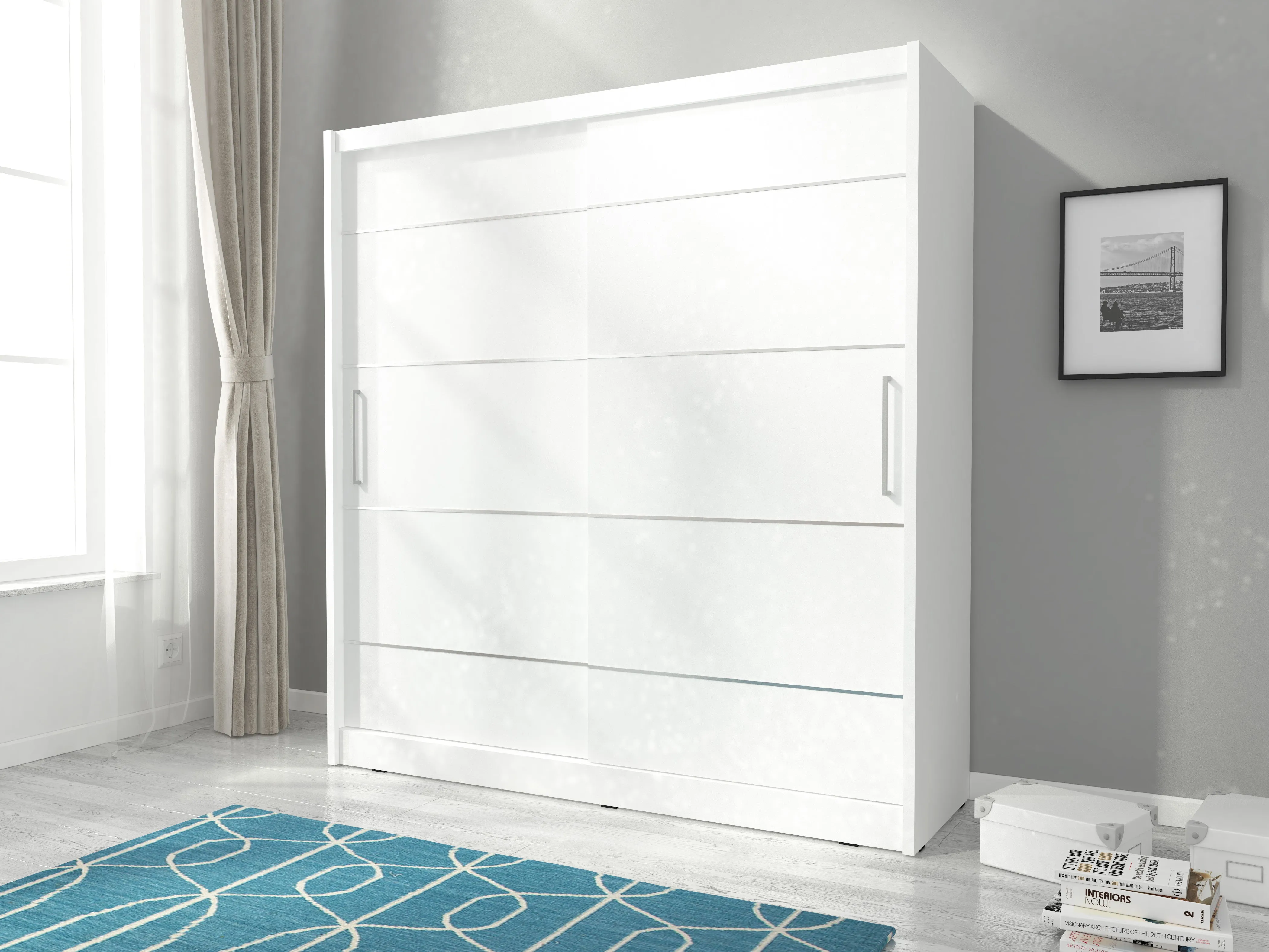 SLIDING DOOR WARDROBE MAJA ALU 200CM WHITE