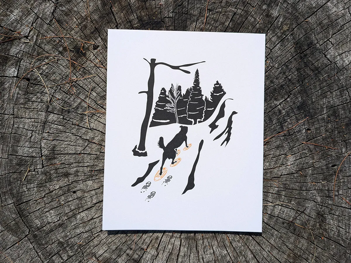 Snowshoe Pup Print | Winter Adventure Dog