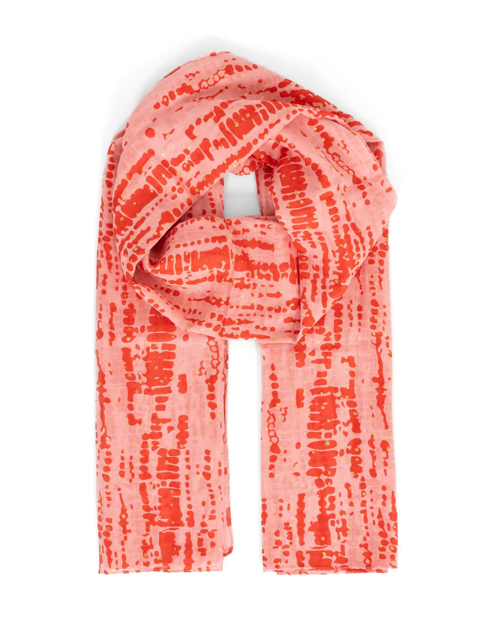 Soraya Lightweight Cotton Scarf  - Red/Pink, Tie Dye