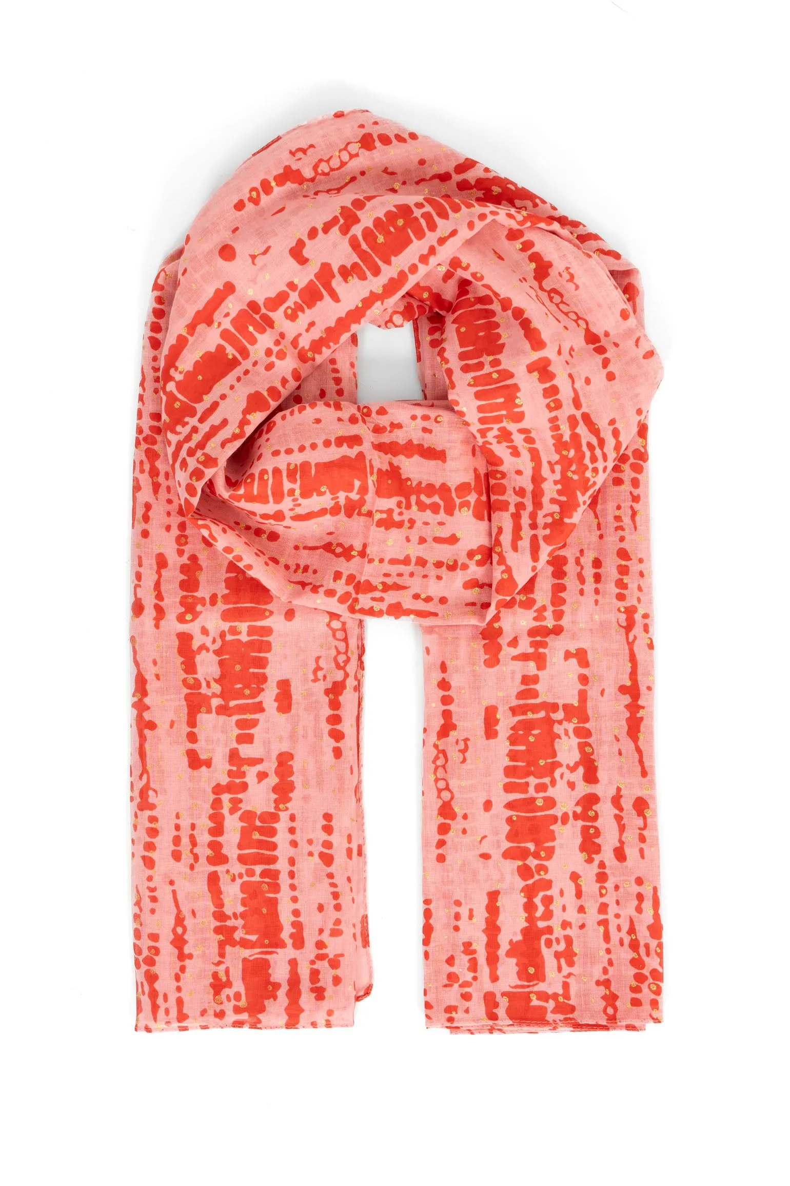 Soraya Lightweight Cotton Scarf  - Red/Pink, Tie Dye