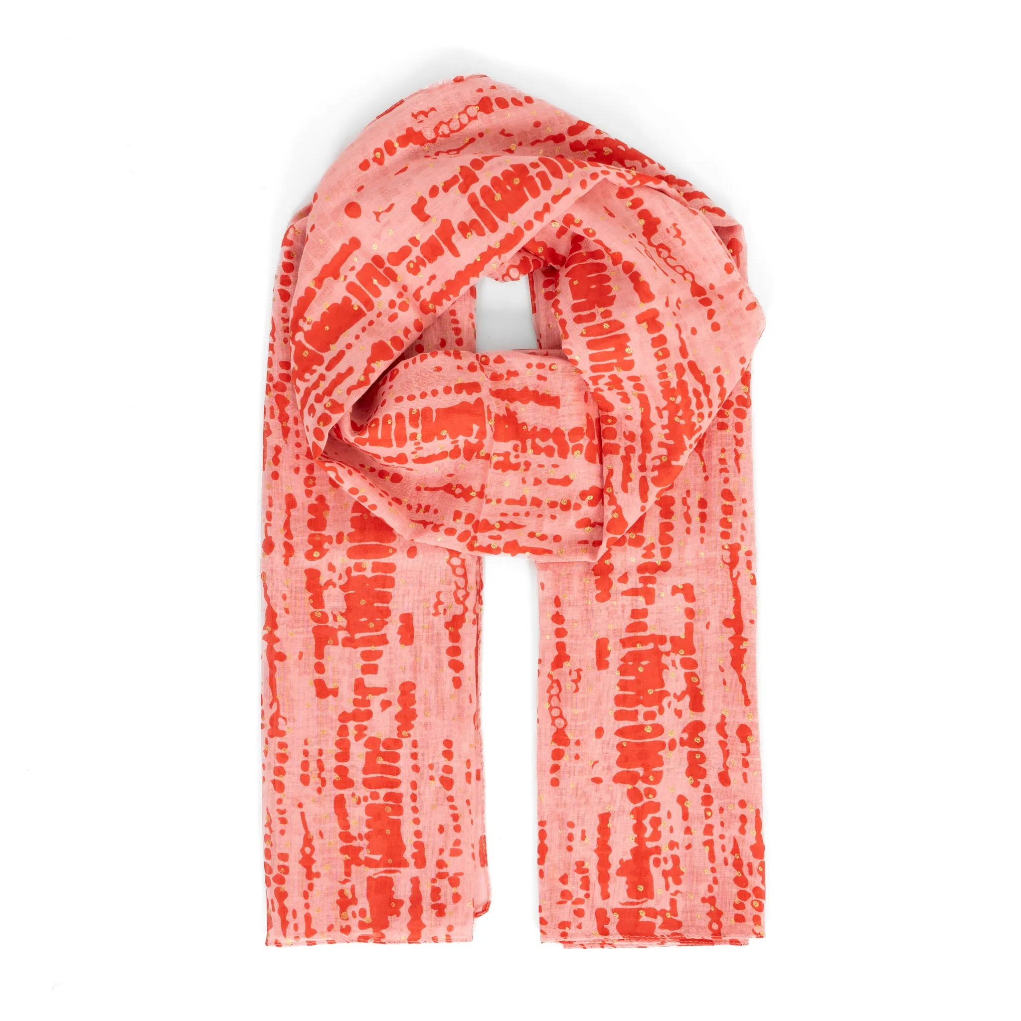 Soraya Lightweight Cotton Scarf  - Red/Pink, Tie Dye