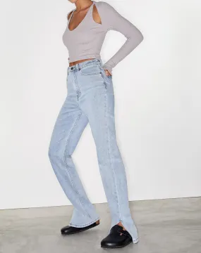 Straight Leg Jeans in Light Wash Blue