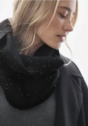 Street One Black Wooly snood with sequins  572665