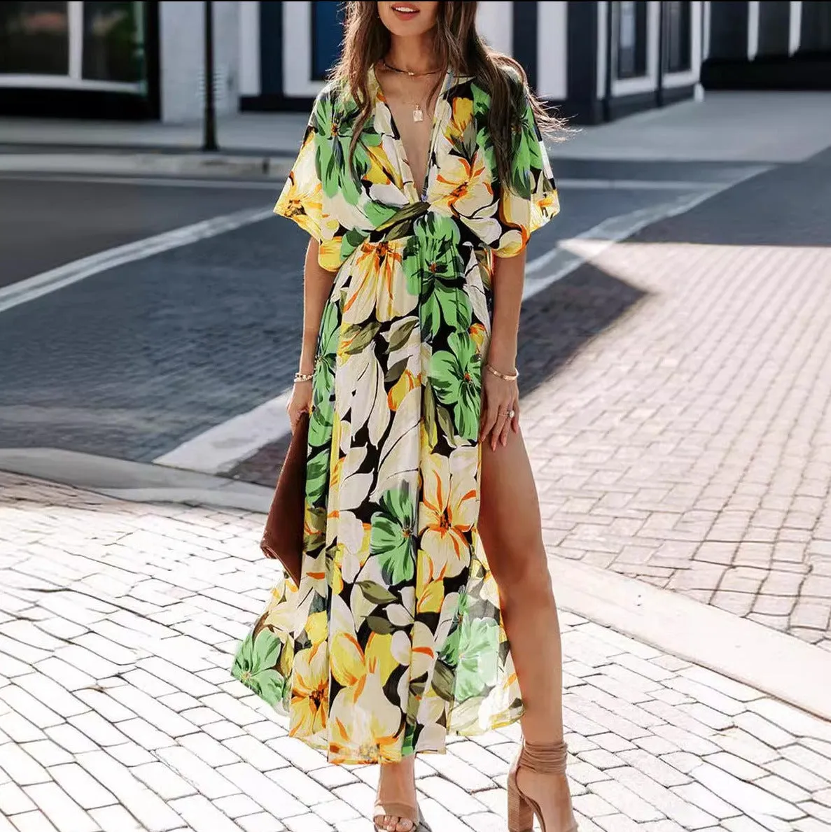 Summer New Sexy Printed Split Dress