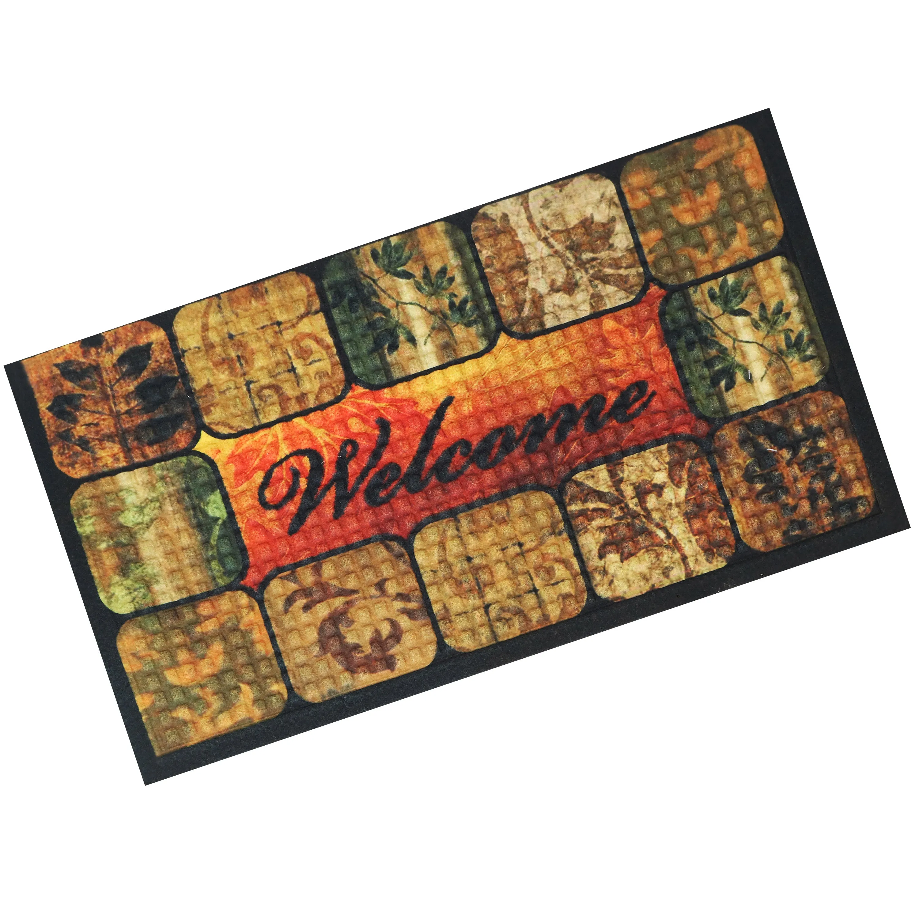 Sunnydaze 17.5" x 29" Indoor Rubber-Back Entrance Mat - Brown Floral