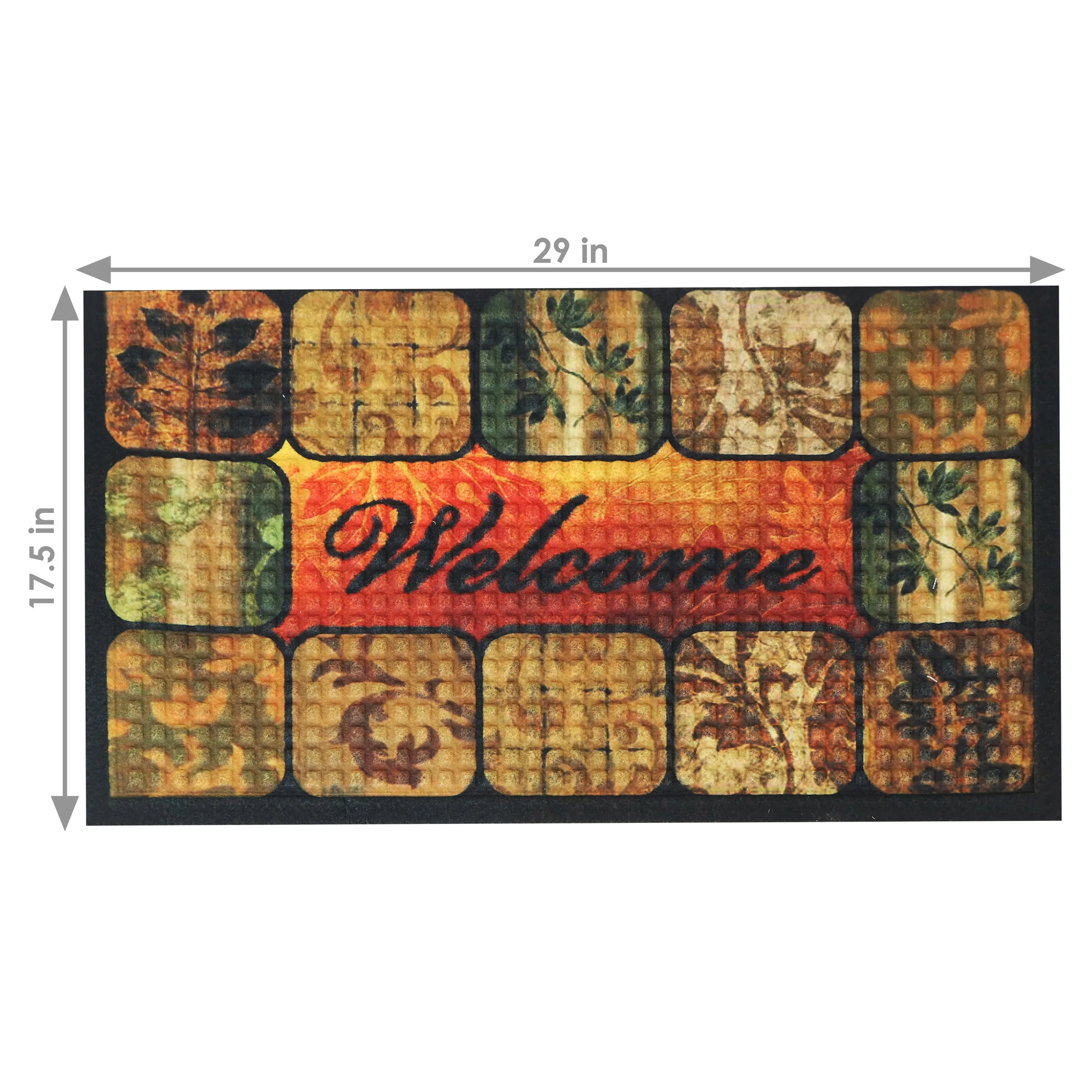 Sunnydaze 17.5" x 29" Indoor Rubber-Back Entrance Mat - Brown Floral