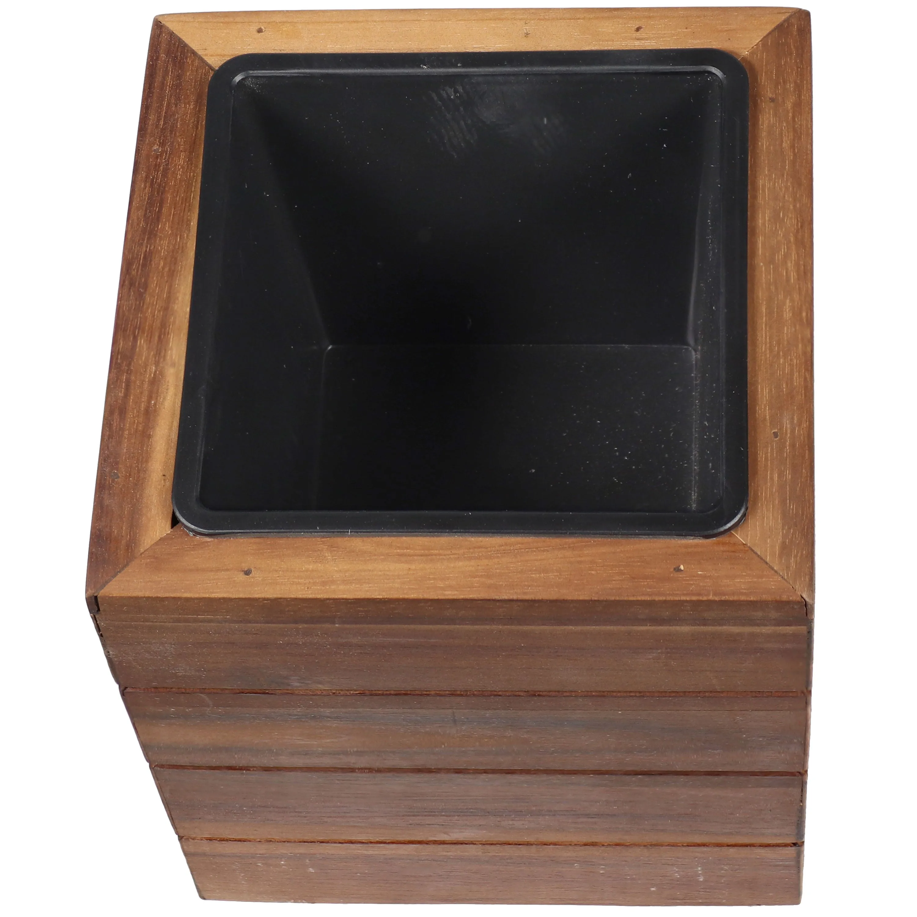 Sunnydaze 3-Piece Square Wooden Planter Boxes with Plastic Liners