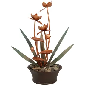 Sunnydaze Blossoms Copper Flower Fountain - 28"