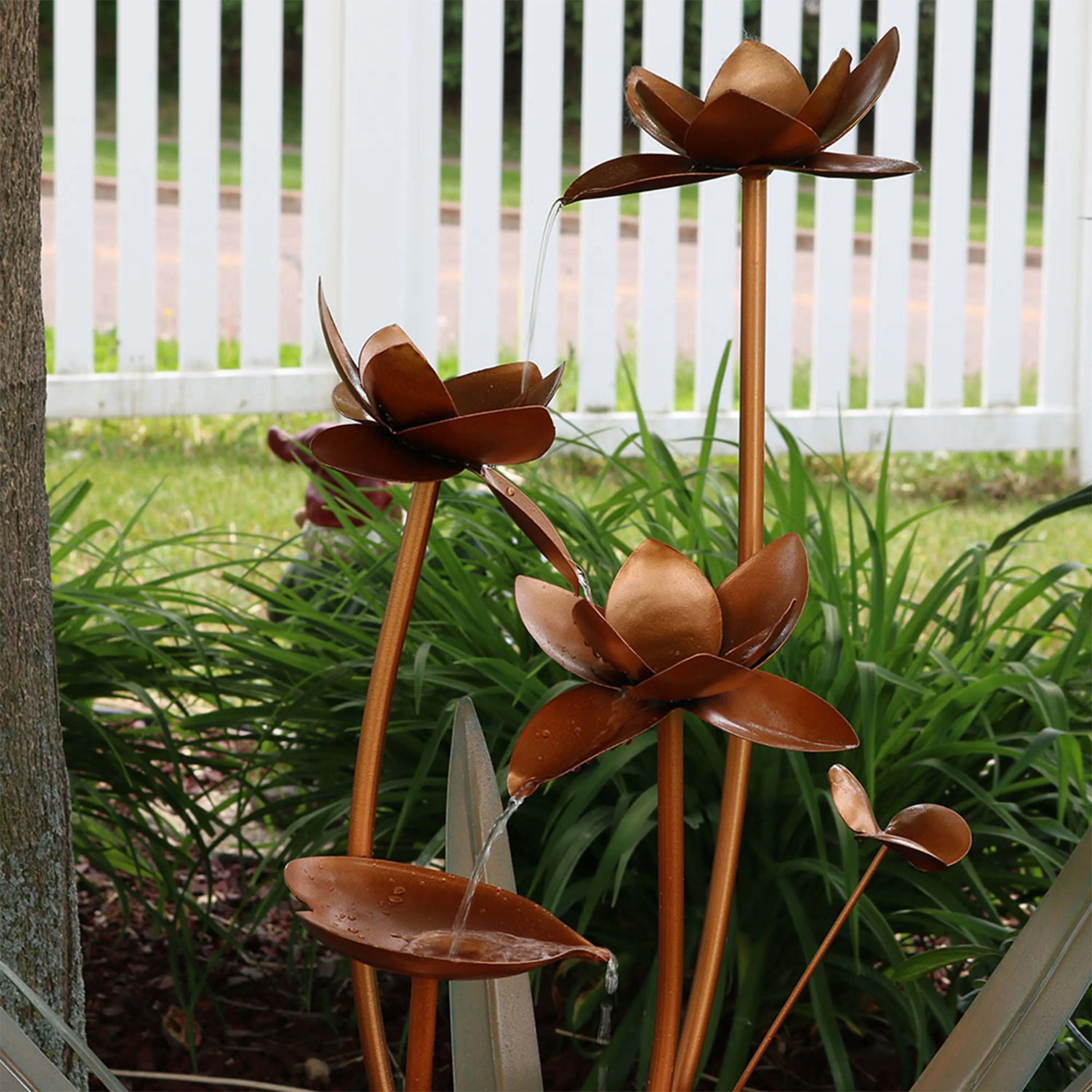 Sunnydaze Blossoms Copper Flower Fountain - 28"